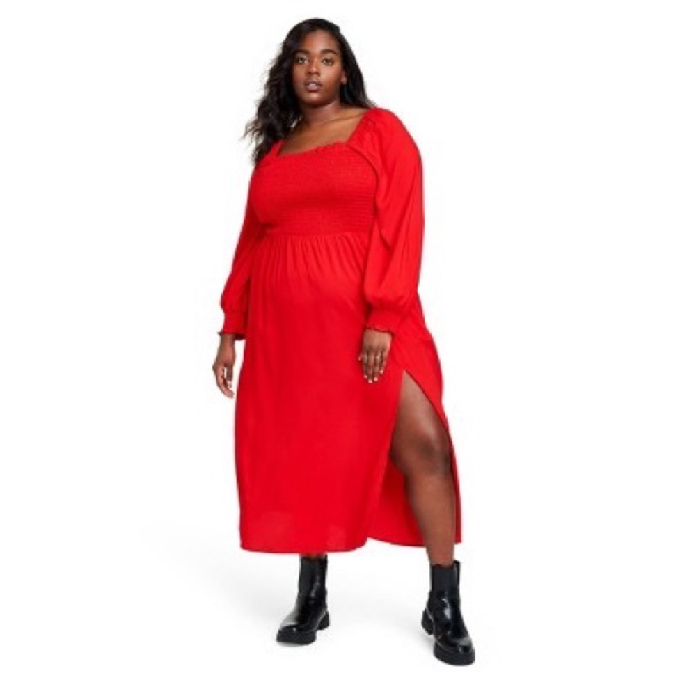 Women's Plus Size Smocked Bodice Midi
Dress - La Ligne × Target NEW WITHOUT TAGS
